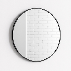 Sleek Round Wall <b>Mirror</b> with <b>Slim</b> Black Frame Modern Decorative Piece for Bathroom, Bedroom, Hallway or Office Spaces - Product Image 3