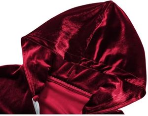 Custom Embroidered Maroon Color Zip <b>Velour</b> Hoodie Drop Shoulder Plus Size Breathable OEM Service - Product Image 4