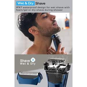 Rasoir électrique rechargeable USB pour homme, trois lames, rasoir humide et sec, IPX7, étui de voyage inclus, mini rasoir pour le visage, lavable - Product Image 6