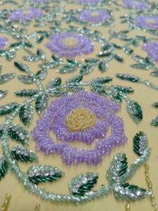 Handmade Romantic 3D Flower Heavy Beaded Stones Sequins Lace <b>Applique</b> <b>Fabric</b> Straight Silhouette - Product Image 6