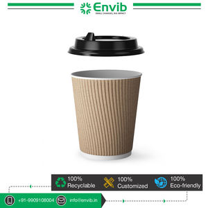 Tasse en papier ondulation triple paroi de haute qualité de 20oz conception de logo personnalisé service de café kraft/noir/blanc résistant à la chaleur - Product Image 2