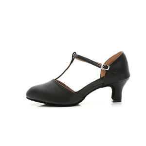 Zapatos de Baile Latinos Negros con Plataforma de 5.5cm para Salsa, Cha Cha, Tango y Flamenco para Mujer, con Parte Superior de Cuero Dividido y Suela de PU - Product Image 2