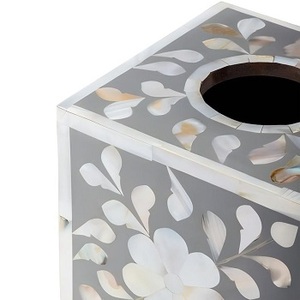 Caja de Servilletas con Incrustaciones de Nácar y Hueso, Caja de Servilletas con Incrustaciones de Resina, Vajilla de Alta Calidad, Porta Servilletas de Resina Hecho a Mano - Product Image 3