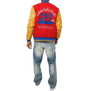 Chaqueta Bomber Universitaria de Lana de Alta Calidad para Hombre, Mangas de Cuero Genuino, Chaqueta Universitaria de Lona al por Mayor, Chaqueta de Invierno para Hombre de Alta Gama - Product Image 3