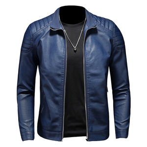 Wholesale Sale Fashion <b>Men's</b> Motorcycle Pu Leather <b>Jacket</b> in Stock - Product Image 3