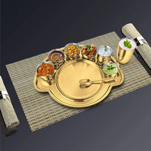 Nifty High Grade Stainless Steel Thali Set with PVD Gold Coating Metal Material - Product Image 2
