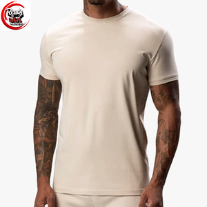 T-shirt pour homme personnalisable en gros col classique séchage rapide grande taille 100% coton design décontracté lourd blanc - Product Image 1