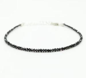 Black Diamond Faceted <b>Beads</b> <b>Bracelet</b> Natural Diamond <b>Beads</b> <b>Silver</b> <b>Bracelet</b> Halloween Sale 925 <b>Sterling</b> <b>Silver</b> Amazing Women Gift - Product Image 1