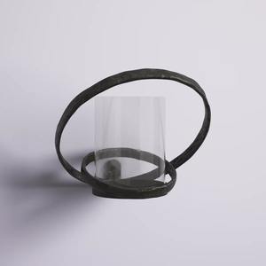 Porte-bougie moderne abstrait en forme d'ouragan, anneau sculptural en métal, décoration industrielle de Noël, lourd, ton bronze, fait à la main - Product Image 3