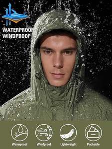 Veste coupe-vent imperméable légère unisexe décontractée avec capuche, pliable pour le golf, la course à pied, la randonnée et les voyages - Product Image 2