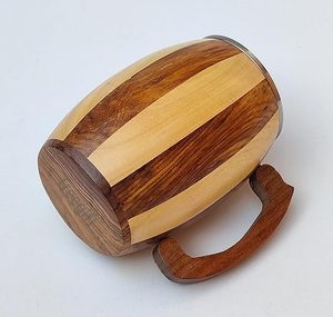 Chope à bière en bois poli moderne, artisanat artisanal, écologique, en bois véritable, prix bas - Product Image 3