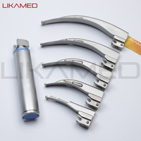 LIKAMED Macintosh Fiber Optic Laryngoscope Set Stainless Steel Laryngoscope with 5 Blades and Manual Battery