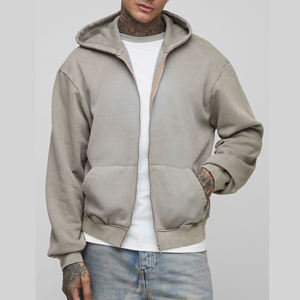 Sweat-shirts et sweats à capuche pour hommes de haute qualité, poids lourd, 100% coton, imprimé en relief, coupe régulière, streetwear, fermeture éclair - Product Image 4