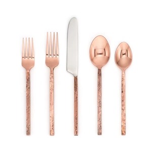 Couverts à poignée de conception supérieure en acier inoxydable plaqué couleur argent Lot de 5 fourchette cuillère couteau lave-vaisselle couverts usage quotidien - Product Image 6