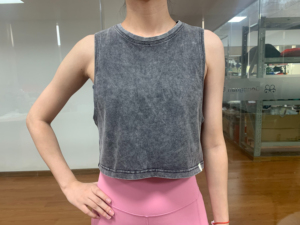 Custom Logo Women's Crop <b>Top</b> 100%cotton Singlet Workout Yoga tank <b>Top</b> Customized Acid Wash tank <b>Top</b> - Product Image 4