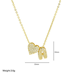 Moda piccola bolla <span class=keywords><strong>collana</strong></span> cuore <span class=keywords><strong>iniziale</strong></span> lettera <span class=keywords><strong>in</strong></span> ottone Zirconia nome <span class=keywords><strong>collana</strong></span> d'amore per le donne - Product Image 6