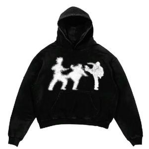 Customised Handmade Polyester/Cotton <b>Fleece</b> Vintage High Street Spring Hoodie Distressed Applique 3D Embroidery Regular Men's - Product Image 6