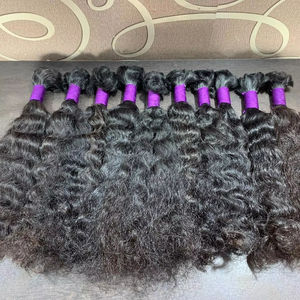 Extensions de cheveux Remy indiens bouclés en vrac HD dentelle 30 pouces bande matière première de style pré-collé du temple de l'Inde du Sud - Product Image 1