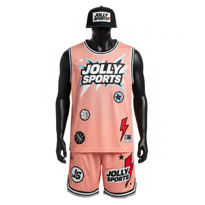 Conjunto de pantalones cortos de baloncesto para hombre, premium, 180 GSM, malla de poliéster transpirable, color melocotón, sublimación, logotipo personalizado. - Product Image 6