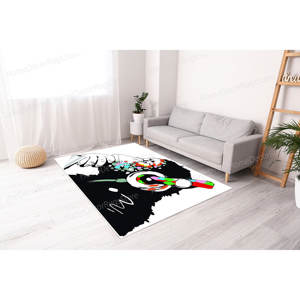 Alfombra Estampada: Diseño de Mono Pensando de Banksy para Decoración del Hogar, con Pelo Suave - Product Image 1