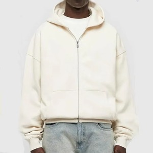 Sweat à capuche zippé surdimensionné en tricot personnalisé, poids lourd, streetwear d'hiver, 100% coton, respirant, écologique, de haute qualité, fermeture éclair vierge - Product Image 4