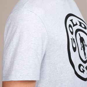 เสื้อยืดออกกำลังกายเล่นกีฬาผ้าฝ้ายออร์แกนิคระบายอากาศได้ดีเสื้อออกกำลังกายเพาะกายเข้ารูปปกติสีทองเข้ายิม - Product Image 5