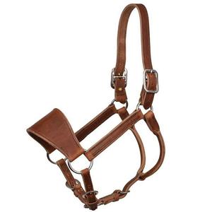 Arnés marrón de alta calidad Cabestro de caballo de cuero Diseño anatómico personalizado Cabestro Caballo con corona de doble hebilla ajustable - Product Image 2