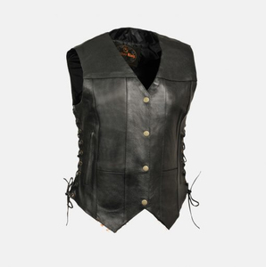 Personnalisé nouveau décontracté en cuir moto gilets hommes-femmes-unisexe personnalisé couleur rétro court mode gilet peau de mouton gilet - Product Image 3