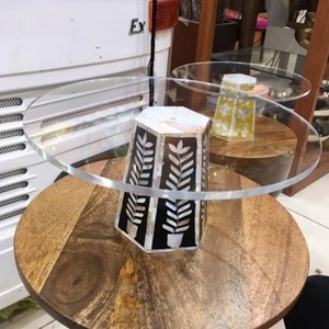 Elegante Soporte redondo para pastel con incrustaciones de madreperla con acrílico, exhibición de postres de lujo, fiesta de boda, Eid y Ramadán, decoración del hogar - Product Image 1