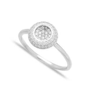 White Zircon Stone Cleart Double Round Design Wholesale Handcrafted 925 Sterling Silver Jewelry <b>Ring</b> Fine Jewellery - Product Image 1