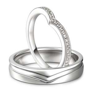 แหวนคู่ปรับขนาดได้ เจลูเลีย เงินสเตอร์ลิง ดีไซน์ปีกเคลือบโรเดียม - Product Image 2