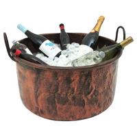 Seau à glace en cuivre vintage unique avec finition à patine antique et poignées solides et durables pour hôtel et bar
