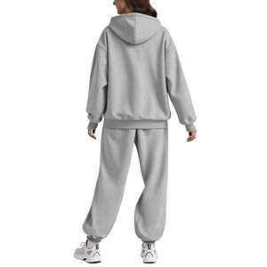 Sudaderas con capucha con cremallera y logotipo personalizado al por mayor conjuntos de Jogger unisex de invierno para hombre Conjunto de sudadera de 2 piezas pantalones de chándal y sudaderas con capucha conjunto de 2 piezas - Product Image 6