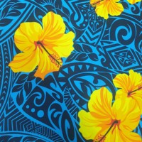 Kain Tenun 100% Katun, Ukuran Empat Puluh Per Empat Puluh, Lebar Empat Empat Inci, Pola Samoa Polinesia dengan Motif Bunga