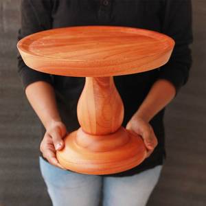 Tasse en bois gâteau support noyer finition hôtel vaisselle décoration accessoires fêtes de mariage gâteau serveur support - Product Image 4