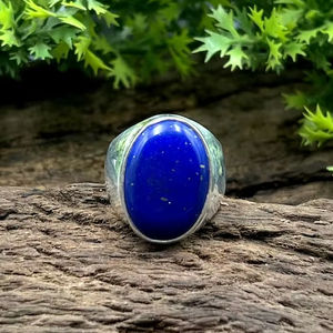 Anillo de Plata de Ley 925 con piedras preciosas de lapislázuli chapadas en rodio, joyería hecha a mano, ajuste de bisel, anillo de moda para unisex. - Product Image 2