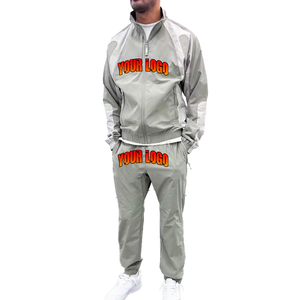 ชุดออกกำลังกายผ้าไนลอน2ชิ้นสำหรับผู้ชายชุดวอร์ม2ชิ้นสำหรับใส่ออกกำลังกายกันลมผ้าต่อผ้าน้ำหนักเบามีสไตล์ใหม่ - Product Image 5