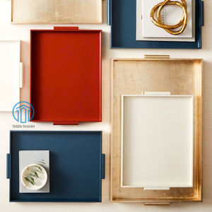 Qualité haut de gamme en gros laque ottoman plateau rectangle canne plateaux de service tendance chaude fait à la main du Vietnam - Product Image 1