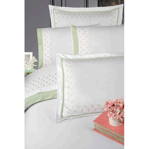 Parure de lit de luxe 6 pièces King Size en satin de coton XL, comprenant housse de couette, drap-housse et taies d'oreiller, motif uni, satiné et surpiqué - Product Image 5