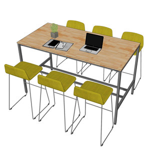 Industrial Design 180x90x105cm Standing Conference <b>Table</b> Rubber Wood with Iron Legs Assembly Required-HBMN038 - Product Image 3