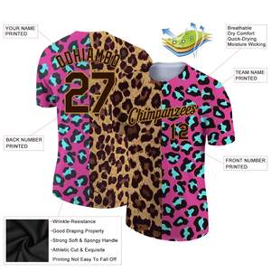 Camiseta de manga corta Unisex con diseño de leopardo personalizado hecho en fábrica, Camiseta estampada de verano de media manga con cuello redondo de algodón polivinílico de secado rápido - Product Image 2