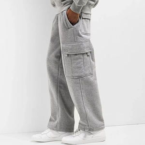 กางเกงคาร์โก้ขนแกะเฮฟวี่เวทของผู้ชายกางเกงทรงหลวมแนวสปอร์ตแฟชั่นแบบลำลองมีหลายกระเป๋าสำหรับนักวิ่ง - Product Image 3