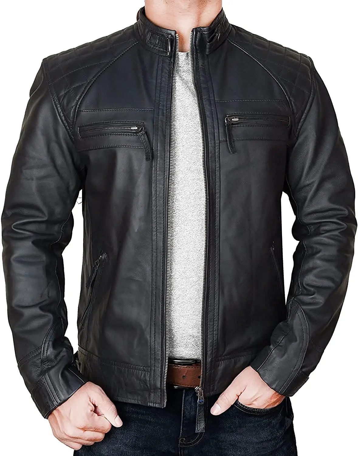 2022 New Brand Men Jacket Spring Fall Soft Leather Jacket For Men Fashion Clothing Long Sleeves Latest Style Leather Jacket