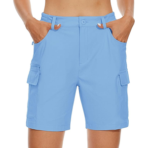 Short cargo actif à taille haute pour femme avec un design sans couture Short cargo décontracté pour femme - Product Image 2