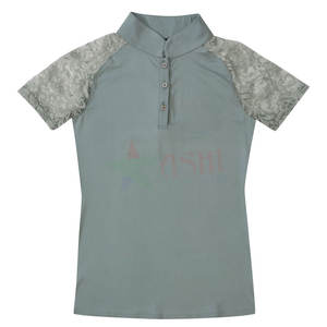 Wholesale Custom Lace Short Sleeve <b>Riding</b> Top Women Equestrian Top <b>Horse</b> <b>Riding</b> Show Shirt - Product Image 1