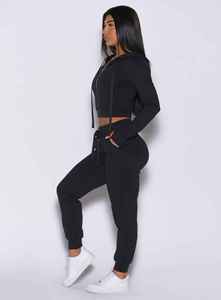 Vente en gros de pantalons de jogging noirs personnalisés pour femmes en polaire éponge pantalons et pantalons pour femmes - Product Image 2