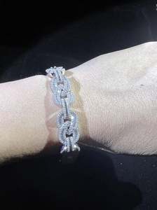 Luxe 925 Sterling Silver 10MM 8 Pouces Hip Hop Glacé Moissanite VVS1 Diamant Testeur De Mode Charme Bracelets - Product Image 3