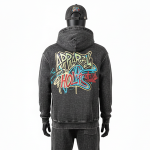 Nouvel ensemble de survêtement pour homme en coton délavé à l'acide, imprimé personnalisé, style streetwear, jogging et sweat-shirt, deux pièces, collection 2026 - Product Image 4