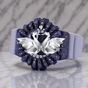 Custom Luxury Purple Crystal Digital Watch for Men, White Rubber Strap, Fully Iced Out Design - Product Image 2