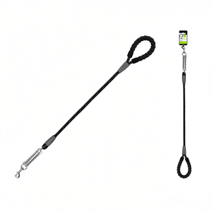 CORREA NYLON Round Dog <b>Leash</b> with Handle and Metal Chain Comfortable Nylon <b>Pet</b> <b>Leash</b> - Product Image 3